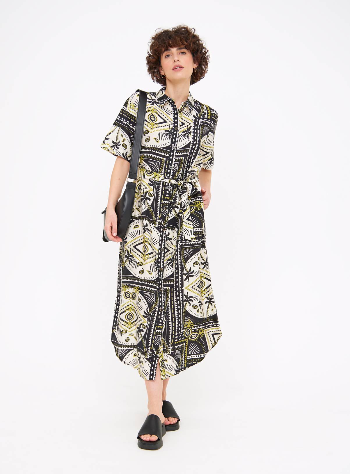 Resort Palm Print Midaxi Shirt Dress 16L - Image 2